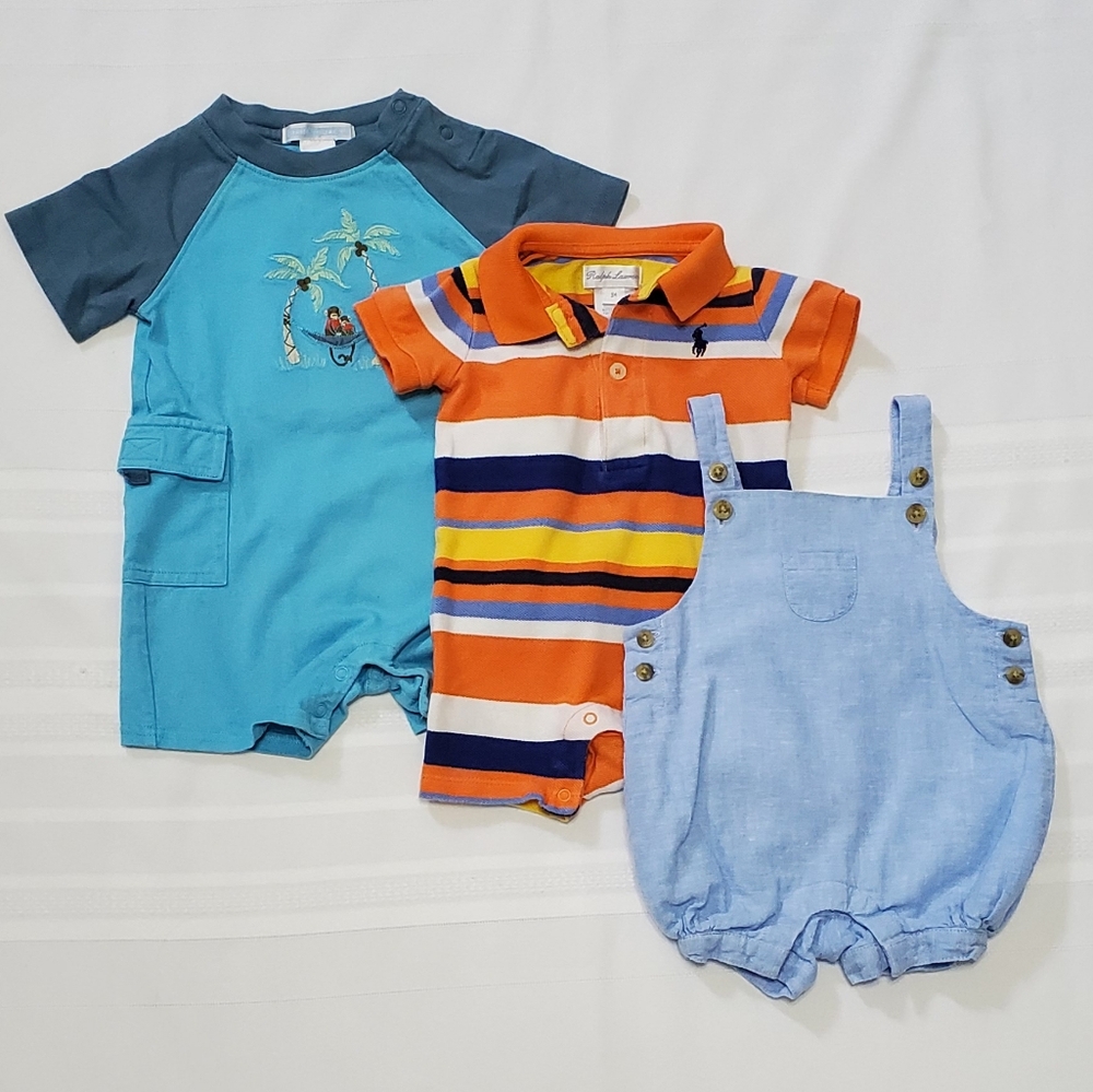 Lot of 3 Baby Boy Rompers